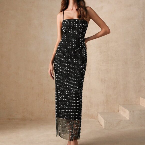 Black Party Women's Sequin Patchwork Summer Strappy Dress